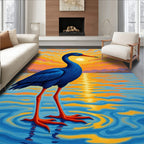 Sunset Heron In Rippling Water Rug