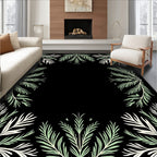 Soft Green Branch Border Frame Rug