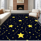 Cosmic Yellow Stars Night Sky Rug