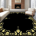 Ornate Golden Floral Border Rug