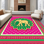 Golden Elephant Starburst Mandala Pink Rug