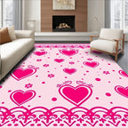 Pink Hearts Romantic Border Rug