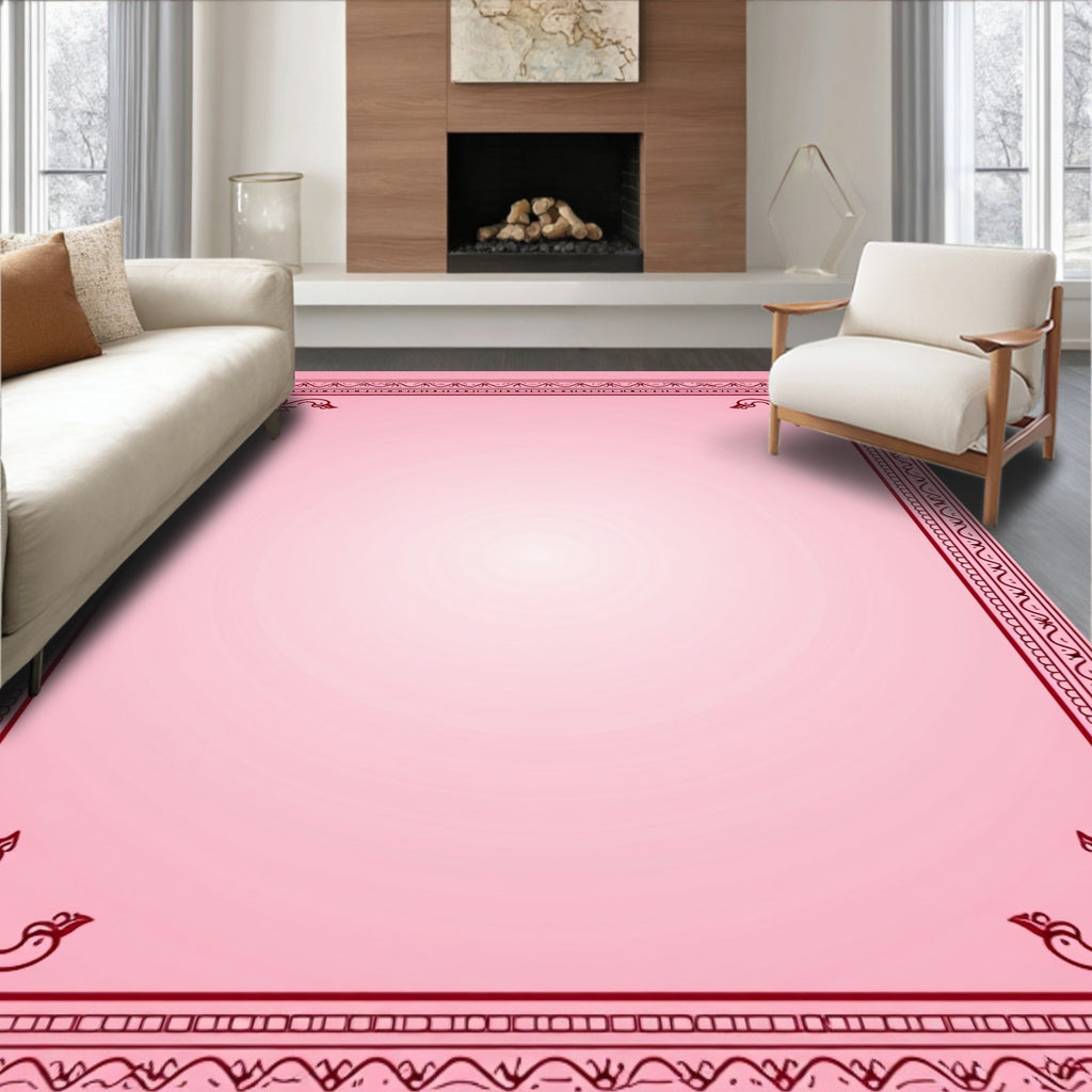 Crimson Red Heart Bordered Square Rug