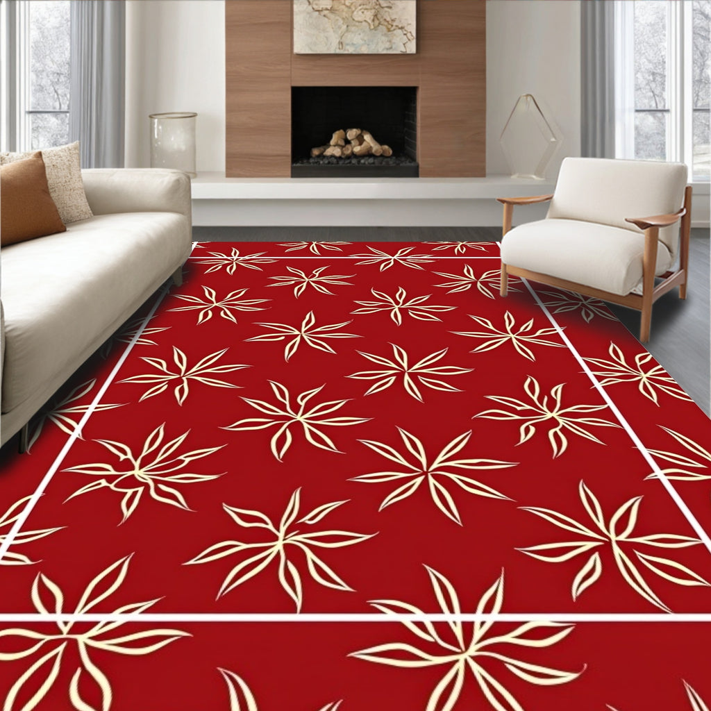 Crimson Starburst Repeat Border Rug
