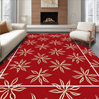 Crimson Starburst Repeat Border Rug