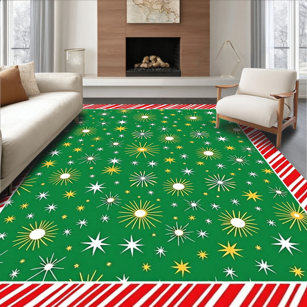 Green Sunburst Starburst Medallion Rug