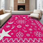 Fuchsia White Winter Festive Collection Rug