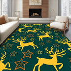 Golden Deer and Stars Forest Rug