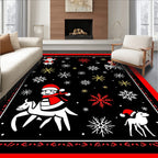 Winter Wonderland Santa Snowflakes Red Rug