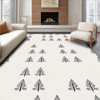Minimalist Black Pine Tree Panorama Rug