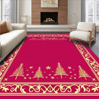 Ornate Crimson Trees and Stars Rug