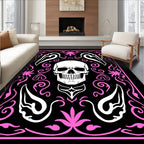 Pink Skull And Flamingo Art Rug
