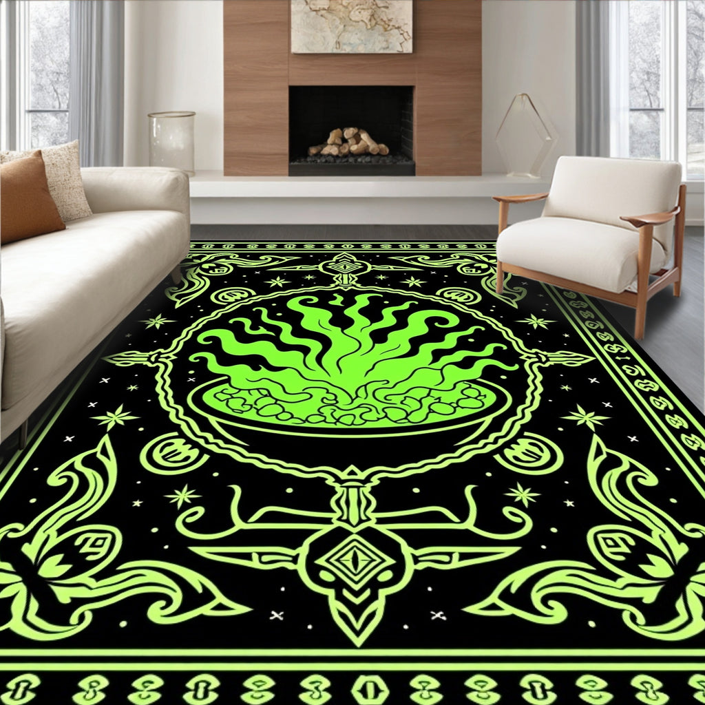 Wicked Cauldron Green Swirl Art Rug