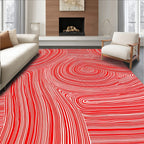 Crimson Swirl Organic Line Arrangement Rug