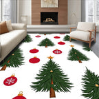 Green Christmas Tree Red Ornament Star Rug