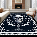 Dark Night Skull and Branches Border Rug