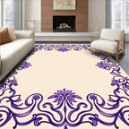 Art Nouveau Purple Floral Swirl Frame Rug