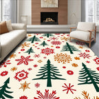 Festive Evergreen Snowflake Scatter Rug