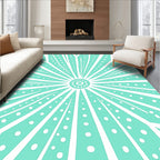 Aqua White Starburst Sunburst Rays Rug
