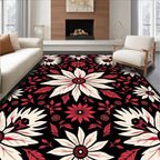 Crimson Cream Floral Garden Medallion Rug