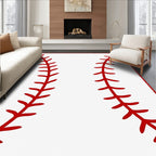 Red Baseball Stitch Border Rug