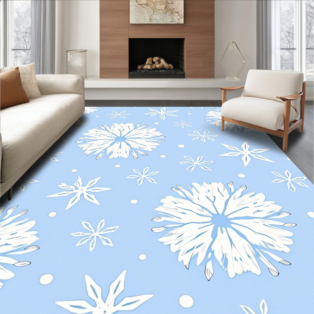 Winter Sky Snowflake Pattern Rug