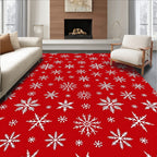 White Snowflake Cluster Red Field Rug