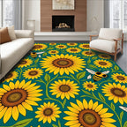 Sunny Yellow Sunflower Bee Garden Rug