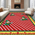 Whimsical Green Elf Red Stripe Rug