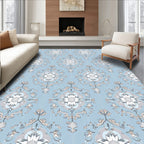 Serene Blue Floral Medallion Damask Rug