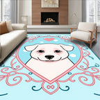 Whimsical Puppy Heart Oval Border Rug