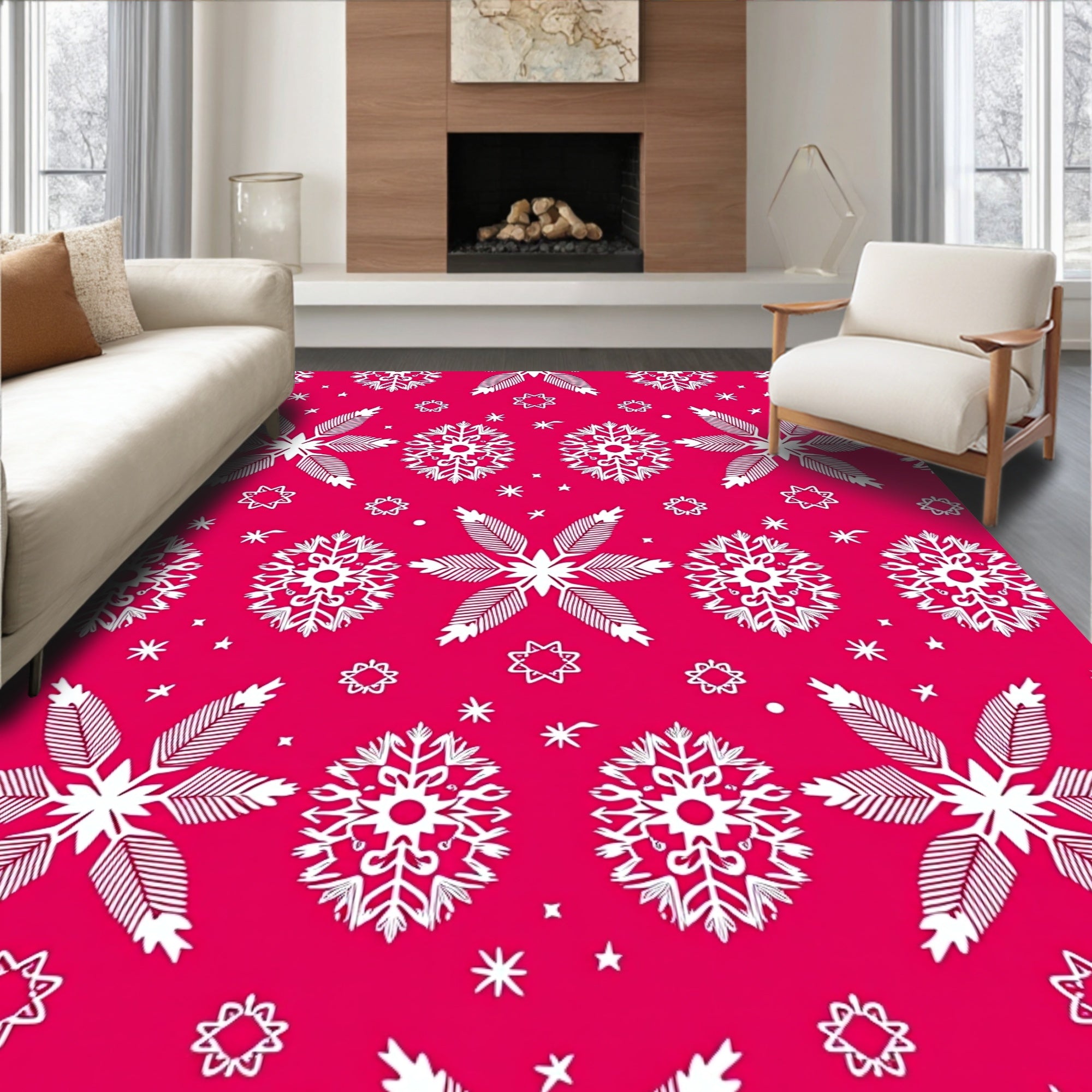 Winter Bloom Starflake Arrangement Rug