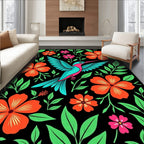 Vibrant Hummingbird Tropical Floral Rug