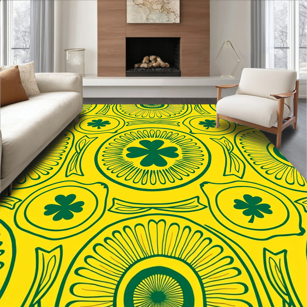 Emerald Clover Medallion Yellow Rug