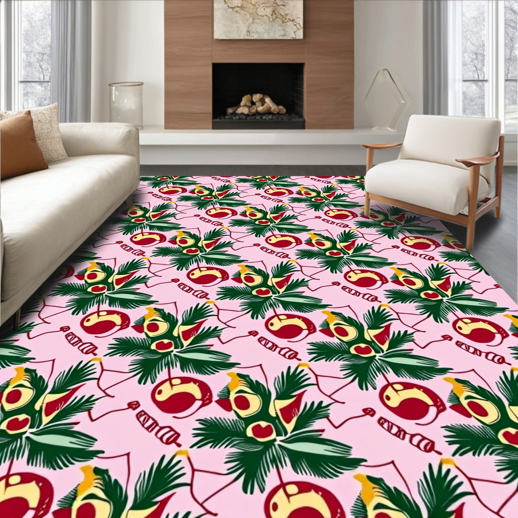 Pink Cherry Blossom Floral Vines Rug