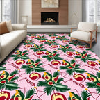 Pink Cherry Blossom Floral Vines Rug
