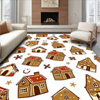 Gingerbread Houses With Snowflakes White Rug