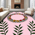 Pink Wreath Botanical Floral Red Accent Rug