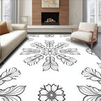 Monochromatic Art Deco Floral Radial Rug
