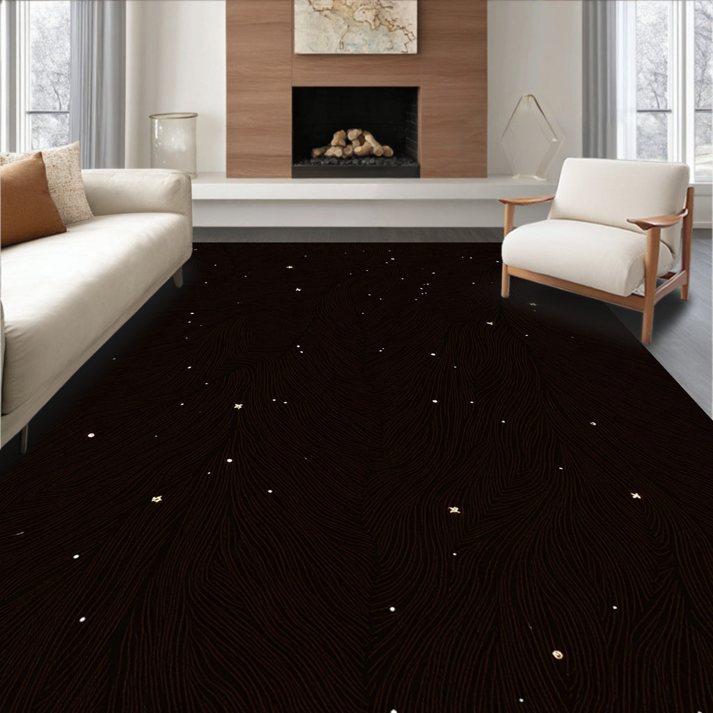 Dark Night Sky Starry Swirls Rug