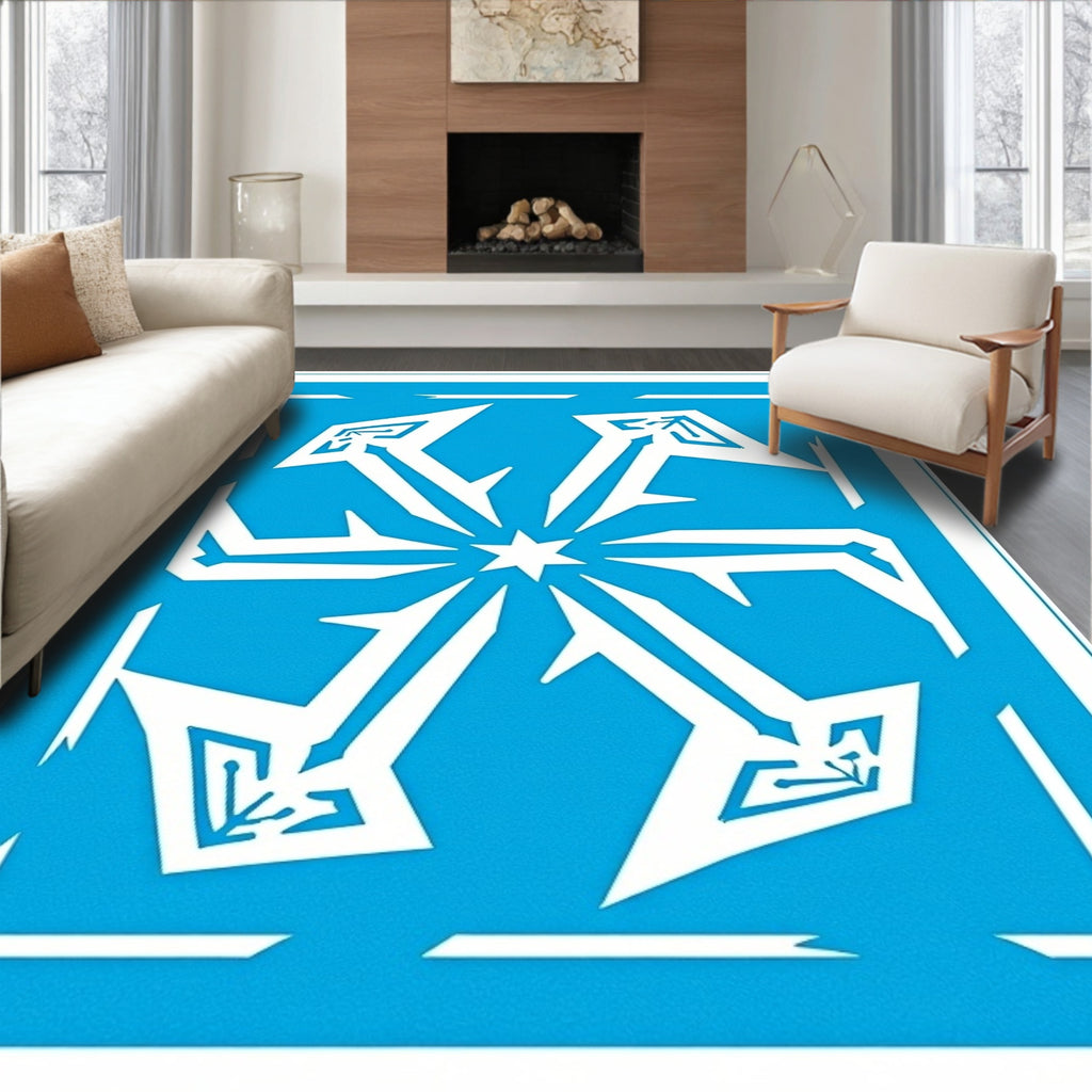 Cool Blue Starburst Geometric Accent Rug
