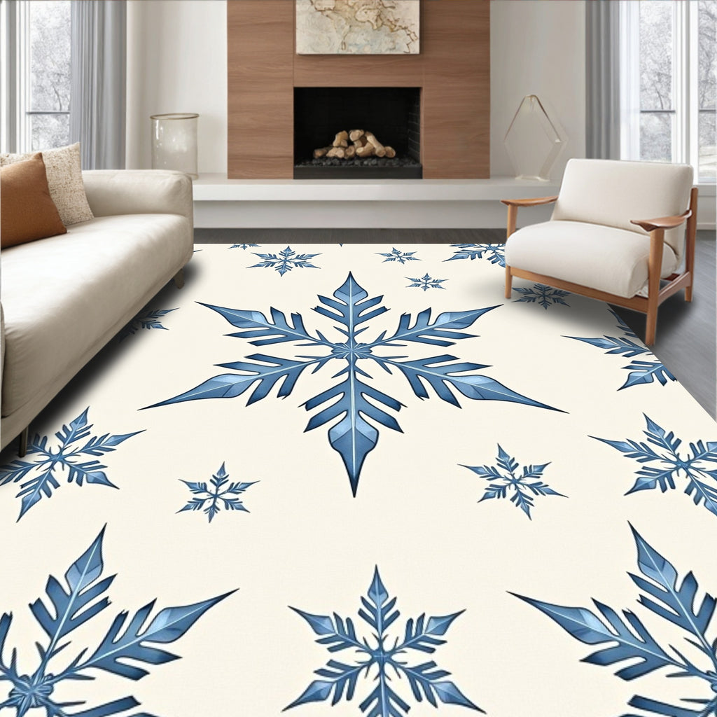Deep Blue Snowflake Collection Rug