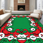 Festive Red Snowman Holly Border Rug