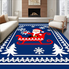 Santa's Sleigh Snowflakes Festive Border Rug
