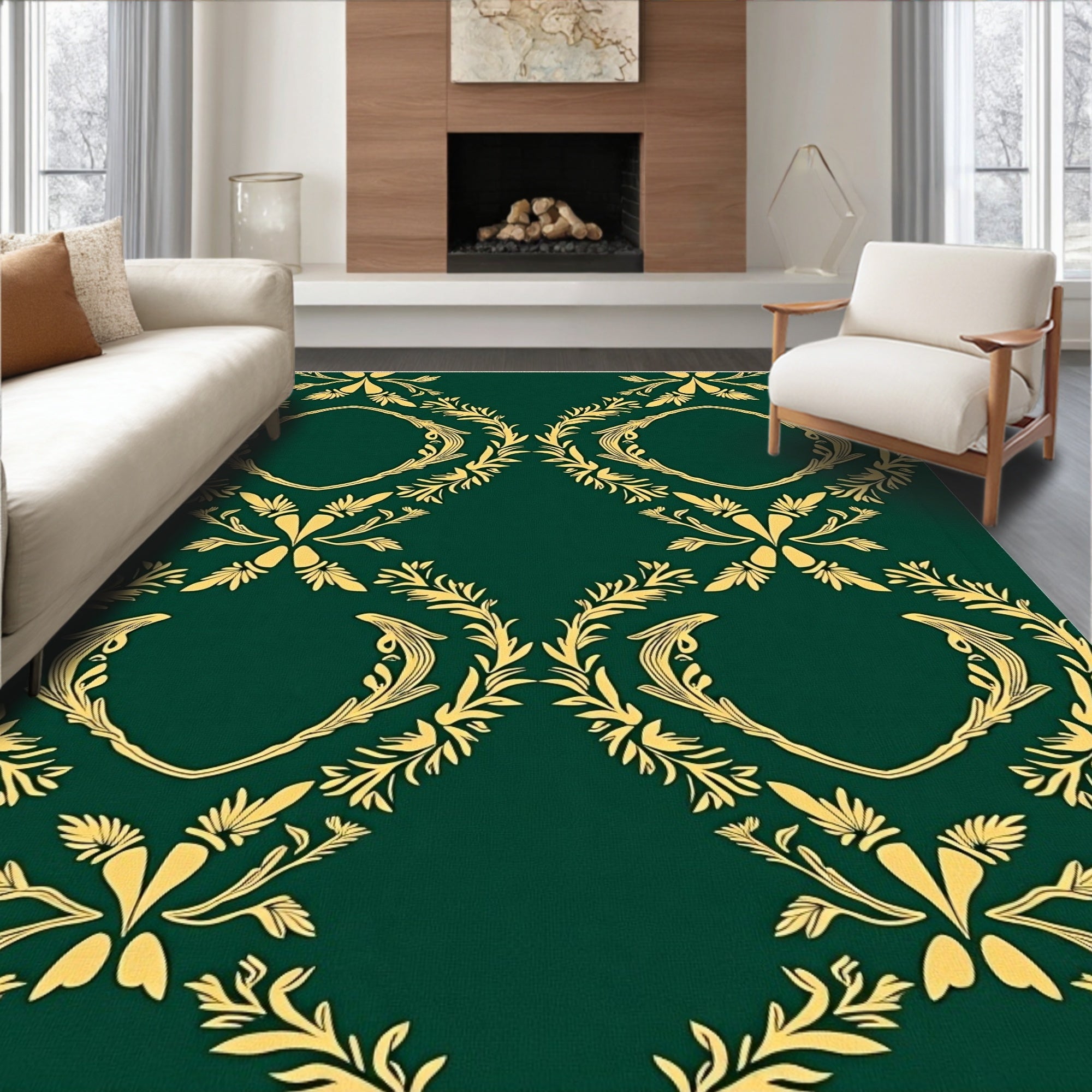 Emerald Gold Laurel Medallion Rug