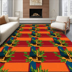 Vibrant Tropical Plant Horizontal Stripe Rug
