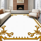 Ornate Gold Floral Scroll Frame Rug