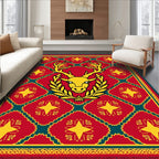 Majestic Yellow Stag Teal Diamond Rug