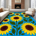 Golden Sunflower Blossom Field Rug