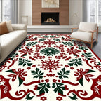 Crimson and Evergreen Medallion Ornament Rug